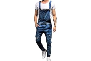 Pejihota Hombre Mono Denim Bib Mono Negro Cartas de la Moda Ropa de Trabajo Ajustable Slim Fit Jumpsuit con bolsillos