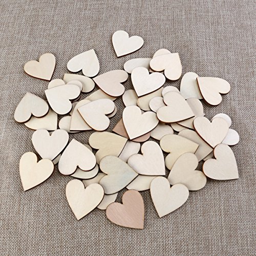 VORCOOL 100 Stück 40mm Herz Holz Scheiben Scheiben Für DIY Handwerk Verzierungen Naturholzscheiben - 3