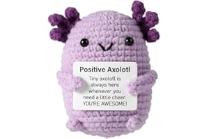 TOYMIS Positiver Axolotl Gehäkelt, Süßes Kleines Gestricktes Gehäkelte Tiere Axolotl-Häkelspielzeug Aufmunternde Geschenke Party-Dekoration für Freunde Weihnachts- und Geburtstagsgeschenke(Lila)