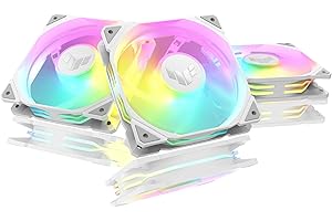 Asus TUF Gaming TR120 ARGB Reverse Blade 12cm PWM Case Fans (3 Pack), Hydraulic Bearing, 28mm Frame, Double-layer LED Matrix Design, 2000 RPM, White