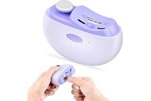 Focenat Cortauñas Eléctrico, 3 en 1 Cortaúñas Automático y Pulidor con Luz LED, Recargable por USB, Bajo Ruido, 2 Velocidades Cortauñas Eléctrica Ajustable para Bebés, Adultos y Ancianos (Morado)