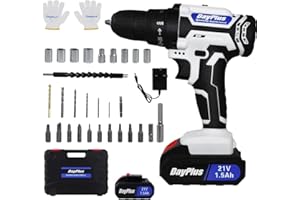 QIMU Cordless Power Drill Set Electric Screwdriver Drill Set with 2-Variable Speed, 25+1 Torque with Led Light,21V Li-ion Battery&Fast Charger,3/8" Keyless Chuck Driver Tool with 26PCS Drill Bits,1 Kitbox