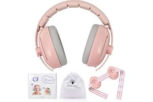 YAZOMA Baby Ear Defenders 6-12 Months - Baby Noise Cancelling Headphones for 0-4 Year Old Boys Girls - Pink