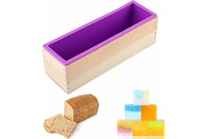 Moule à Savon, Bois Moule Savon, 1200ML Moule a Savon, Moule Silicone Rectangulaire, Moule Savon Silicone Convient pour Faire Desserts Chocolat Gelée Pain Gâteaux