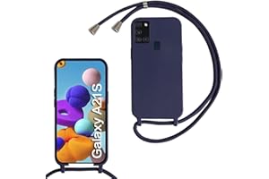 MBSLFY Silikon Handykette für Samsung Galaxy A21S Hülle mit Band,Verstellbarer Halskette Handyhülle,Necklace Hülle mit Band, Handyhülle für zum Umhängen,Case mit Schnur,Navy blau