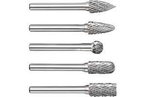 Anhoer 5 Stück Hartmetall Frässtifte Set Wolframcarbid Fräser 6mm Schaft 10mm Kopf Rotary Cutter Bits Kit Raspel Set für Schneidschleifer Metallschnitzen Polieren Gravieren