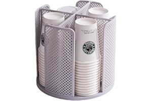 Hosoncovy Porta bicchieri 360 rotanti dispenser per bicchieri di carta, per casa, cucina, ufficio, bar (grigio)