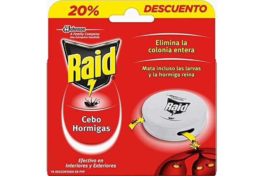 Raid Cebos - Trampa antihormigas, Elimina la Colonia de Hormigas Entera, Efectivo en Interiores y Exteriores, 1 Unidad (Paque