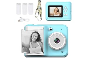 BEOSIOR Kids Instant Print Camera,1080p Hd Kids Digital Camera With Print Paper,Christmas Birthday Gift Kids Fun Toys For Girls Boys 3-12 Years Old (Blue)