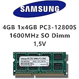 Samsung 4GB (1x 4GB) DDR3 1600MHz (PC3 12800S) SO Dimm Notebook Laptop Arbeitsspeicher RAM Memory