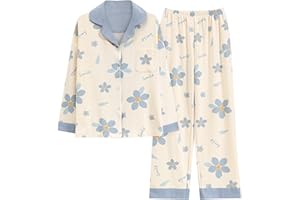 GOSO Pijama para niñas con Estampado de Dibujos Animados y Pantalones Largos, Ropa de Noche para niños de 8 9 10 11 12 13 14 años