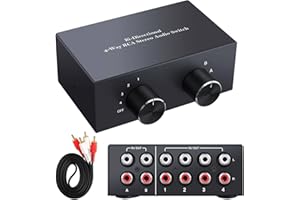 XMSJSIY 4-drożny dwukierunkowy przełącznik audio stereo L/R RCA, 2 wejścia 4 wyjścia lub 4 wejścia 2 wyjścia, przełącznik audio RCA, L/R, rozdzielacz audio do odtwarzacza DVD, głośnika stereo,