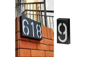 Tinyouth numer domu, podświetlany, solarny – numer 9, solarny numer drzwi, na ścianę, 6 diod LED, podświetlany numer domu z czujnikiem światła, wodoszczelność IP55, lokalizator domu do samodzielnego montażu