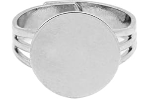 HOUSWEETY 10 Supports de Bague Reglable Plateau Rond Couleur Moins Brillant 18mm