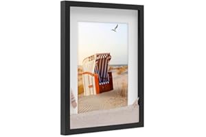PHOTOLINI 3D cornice 30x40 cm nero, profonda con vetro e passe-partout, cornice per oggetti fino a 1,5 cm di profondità, legno MDF - perfetta per il fai da te e come regalo