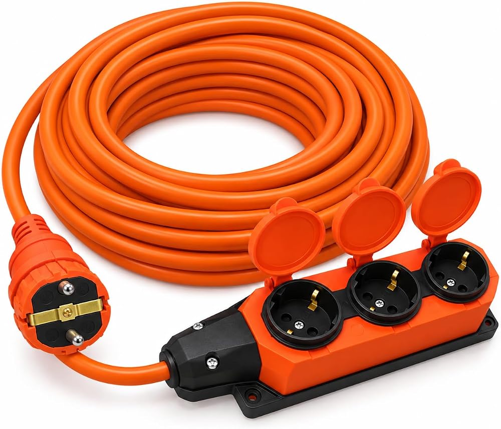 3’lü Grup Priz 3x2,5 mm² TTR Turuncu Topraklı Uzatma Kablosu (10 METRE) | Turuncu Renk, 3x2.5mm, Topraklı, 3lu Grup Priz