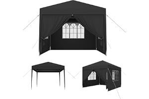 MAYTIIMO Tonnelle 3 x 3 m vattentät och stabil pop-up med sidopaneler och fönster, UV-skydd, trädgårdstält, öltält, festtält, för utomhus, trädgård, fester