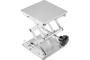 Labasics Lab Scissors Jack, 150 x 150 mm Stainless Steel Laboratory Support Jack Platform Lab Lift Stand Table, Expandable Lift Height Range from 75 mm to 260 mm, Support Weight 10KG