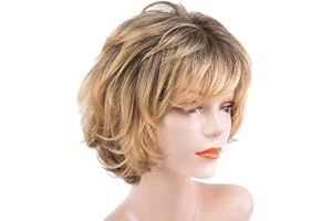 AIYLMZ Urocza peruka syntetyczna dla kobiet, krótkie włosy złote odporne na ciepło, zamiennik peruki żaroodporne, kostium, cosplay, peruki na imprezę (złoty gradient)