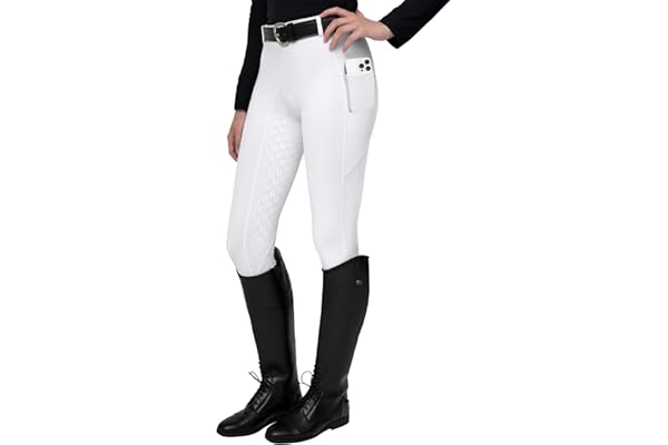 FitsT4 Sports Leggings d'équitation pour Femmes Pantalon d'équitation entièrement doublé en Silicone avec Poche pour téléphone Portable et Passants de Ceinture