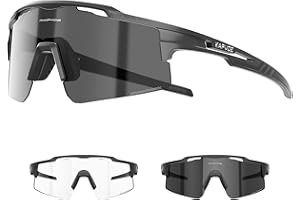 KAPVOE Selbsttönend Fahrradbrille Photochromatische UV400 Schutz Klar Sportsonnenbrille für Herren Damen K75