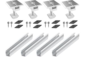 OUGPIU Kit de Support pour Panneau Solaire,Support de Module de Panneau Solaire en Aluminium,4 Rails + 4 Pinces Milieu,Rail de Montage Photovoltaïque Panneau Solaire pour Bateaux,Caravanes