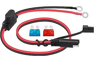 Dongge Connecteur SAE pour chargeur de batterie de moto - Câble de charge SAE - Coupe rapidement la prise à la borne 12 V - Convient pour charger les motos, tracteurs, voitures, etc.