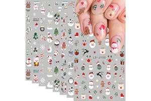 MISSJELLY Nagelsticker Weihnachten 3D Cute Winter Nagelaufkleber Selbstklebend Weihnachts Nail Art Sticker Winter NagelDesign Nagelsticker Weihnachts DIY Maniküre Dekoration(8Blatt)