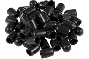 TA-VIGOR 50 tapas de goma, tapas de rosca flexibles redondas de 8 mm, protectores de rosca, cubiertas de vinilo negro para tornillos, tubos, cables, cables, etc