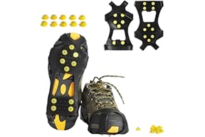 Eisplatten, Willceal-Eisgreifer Zugklemmen Schuhe und Stiefel Schneeschuhspitzen aus Gummi Steigeisen mit 10 Stahlnieten Stollen verhindern Wrestling-Aktivitäten im Freien (zusätzliche 10 Stollen)