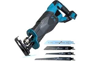 RONTALY Cordless Reciprocating Saw Compatible with Makita 18V Battery, 32MM Stroke Length, Variable Speed, 4 Saw Blades Included for Easy Cutting of Wood and Metal, (Tool only, no Battery)