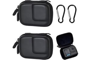 ZIMOER Lot de 2 Mini Étuis de Rangement Compatible avec GoPro Hero 13/12 Black, DJI Osmo Action 5 Pro/4/3 et Insta360 Ace Pro, Housse de Transport de Voyage Rigide Portable avec Dragonne et Mousqueton