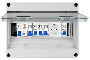 MOCOLI Caja Distribución Montada Superficie, Caja Fusibles Superficie Armario Distribución Ip65 Caja de Distribución Eléctrica con Disyuntor 230V FI 40A 2P y Toma de 16A Distribuidor de Corriente Fuerte