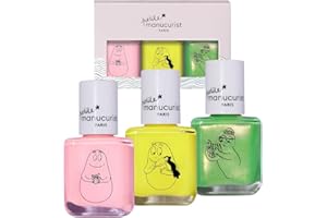 Manucurist Kit Vernis Enfant à l'Eau Barbapapa - 3 Vernis à Ongles Non-Toxiques Rose, Jaune, Vert - Maquillage Enfant - Cadeau Noel - Secret Santa