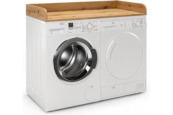 regalik Bänkskiva för Tvättmaskin 12 x 120 x 60 cm, Ek Evoke | Platsbesparande lösning för badrum och tvättstuga, lättskött yta, extra förvaring och ordning