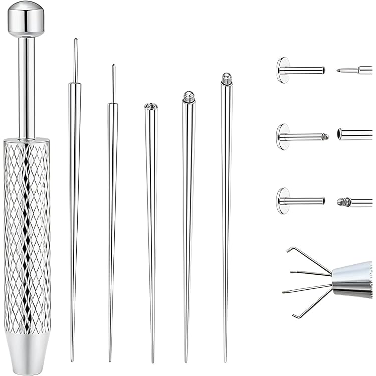 Piercing Langue Acier Chirurgical Kit D'insertion Piercing GXGM - 9 Broches Coniques Acier Chirurgical - 14G/16G/18G - Pour Oreille, Nez, Langue Piercing Naso Acciaio Chirurgico