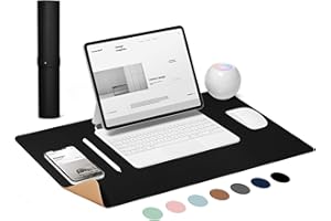 LeKuni Podkładka na biurko 80 x 40 cm, antypoślizgowa podkładka pod mysz, dwie strony: skórzana i korkowa, wodoodporna podkładka na biurko do biura i domu, czarna