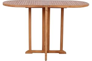 ‎MR. DEKO MR. DEKO® Gartentisch Balcony Teakholz | Tisch oval 120x60x75 cm (LxBxH) | Outdoormöbel Tisch klappbar | Stabiler Klapptisch für Balkon, Terrasse, Wintergarten, Garten