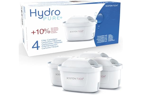 6 Filtres à Eau HydroPure® | Compatibles avec carafes Brita Maxtra/Maxtra+, Marella, PerfectFit, Basics | Filtrent PFAS, PFOA, PFOS, chlore, calcaire, métaux lourds | Certifiés TÜV SÜD (A) 4 Filtres)