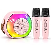 HEPU Wireless RGB Işıklı Kablosuz Karaoke Hoparl&ouml;r Seti &ndash; 5W G&uuml;&ccedil;l&uuml; Ses 2 Adet Kablosuz Mikrofon TF Kart/TWS Destekli Taşınabi