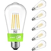 LVWIT E27 LED Bulbs Warm Light 2700K,Vintage Style ST64 LED Filament Bulb,3.8W Equivalent to 60W,806 LM,Ultra Efficient Class