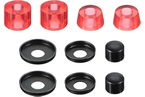 PATIKIL Cojinetes de Skateboard, Kit de Reconstrucción de Camión de Tabla Larga de 90A PU con Arandelas y Copas Pivotantes para Piezas de Skateboard Al Aire Libre, Rojo Transparente