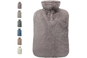 BICAREE Hot Water Bottle with Cover, 2L PVC Hot Water Bag for Neck, Shoulder Pain and Hand Feet Warmer, Menstrual Cramps, Hot Compress and Cold Therapy(Grey)