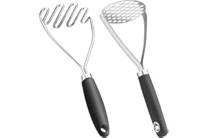 ‎HUDDU HUDDU 2 Stück Kartoffelstampfer Edelstahl Lang mit Gummigriff,Kartoffel Stampfer Handstampfer Küchenstampfer Spülmaschinenfest Gemüsestampfer für Kartoffel, Obstsäfte, Gemüsebrei, Püree