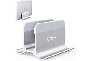 ORICO Pionowy stojak na laptopa, regulowany uchwyt na laptopa, pionowy, aluminiowy uchwyt na notebooka, stojak na laptopa nie zajmuje dużo miejsca do MacBook/Surface/Dell/laptopów gamingowych, srebrny