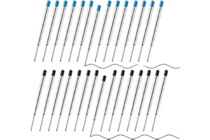 NOCHME Recambios para bolígrafos redonda 30 unidades, 15 unidades, tinta azul y 15 unidades, tinta negra, secado rápido, 1 mm, punta media, 99 mm recarga de pluma para bolígrafos Parker/Tactical Pens