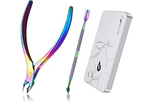 JINYOMFLY Tronchesino Cuticole con Spingi Cuticole,Manicure Cuticola Cutter Set Pedicure,Tagliaunghie Rimuovere Pipita Pelle Morta per uso domestico o per salone (Colore 2 pezzi)