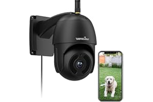 wansview Security Camera Outdoor, 1080P Pan-Tilt Surveillance Waterproof WiFi Camera,Night Vision, 2-Way Audio, App Notification, SD Card Storage& Cloud Storage and Works with Alexa W9 (Black)