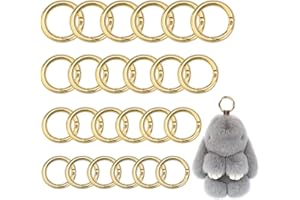 VCRANONR 24 Pezzi Moschettone Rotondo Oro Anelli a Moschettone in Lega di Zinco Portachiavi a Molla Anelli Fibbia ad Anello a Scatto Ganci a Clip a Molla O-Ring per Campeggio Viaggio Escursionismo