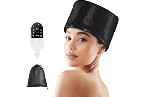 Oasisgalore Black Hair Steamer Cap for Home Use,Handheld Heat Cap with 3 Timer Settings10-level Heat Thermal Hair Spa Cap for Mask بخار للشعر